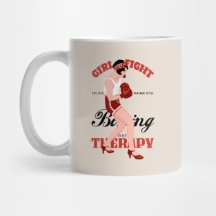 Boxing Girl Fight Vintage Style Mug